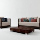 Brown Wood Elegant Sofa