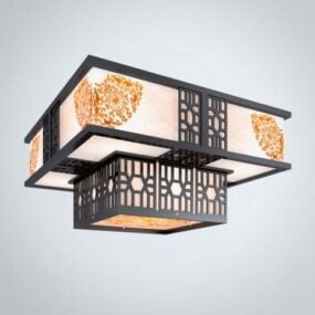 Chinese Carving Square Chandelier 3d model