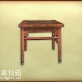 Chinese Wood Square Stool 3d model