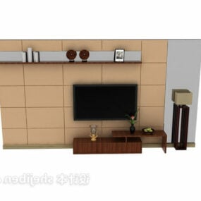 Wood Style Tv Wall 3d model