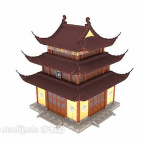 דגם תלת מימד של בניין פגודה סינית עתיקה