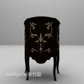 Chinese Black Carving Entrance Cabinet 3d model
