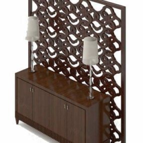 Chinese Modern Entrance Cabinet With Screen 3d model