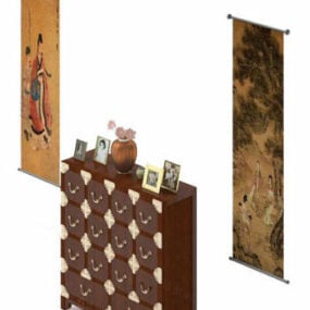 Entrance Cabinet With Chinese Painting 3d model