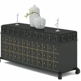 Antique Black Cabinet With Decorating 3d model