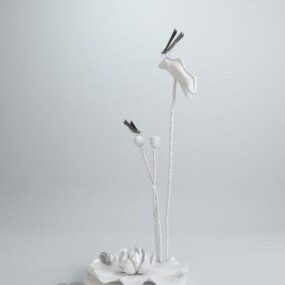 مجسم مزهرية فنية على حامل خشبي نموذج ثلاثي الأبعاد