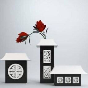 Chinese Style Flower Pot Decorative 3d model