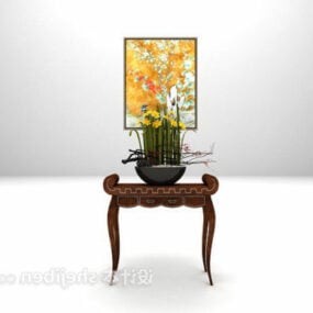 Chinese Wooden Console With Painting 3d model