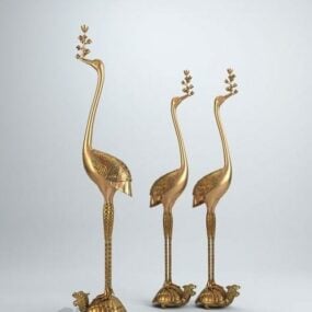 Escultura de grulla pájaro dorado modelo 3d