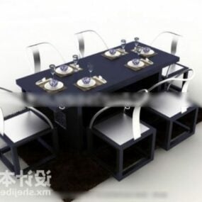 Dinning Table Set Chinese Furniture 3d model