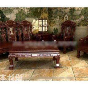 Chinese Table And Chair Traditional Style 3d model
