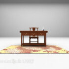 Chinesische Tisch- und Stuhl-Teppich-Kombination