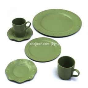 茶盘绿色陶瓷V1 3d模型