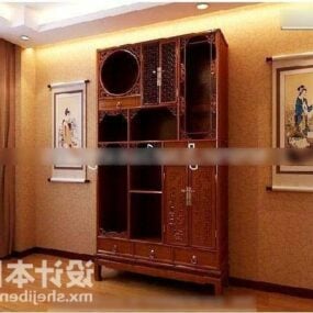 Modello 3d di mobili cinesi per guardaroba in legno