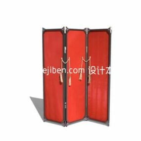 Classic Chinese Red Screen Partition 3d model