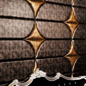 Sofá clásico con pared de fondo de cuero modelo 3d