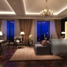 Classic Style Bedroom Interior Scene 3d model