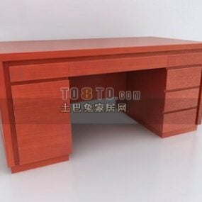 Dřevěný kulatý stůl se čtvercovou nohou 3D model