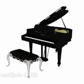 Klassisches Klavier mit Stuhl 3D-Modell