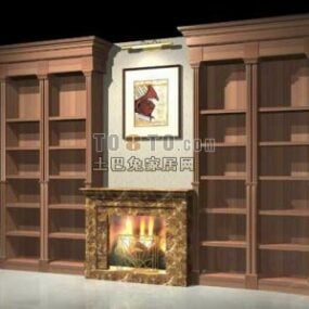 Brown Wine Cabinet With Bar Chair 3d model