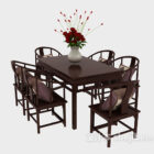 Brown Wood Dinning Table And Chair Set