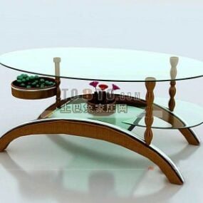 कॉफ़ी टेबल ओवल ग्लास टॉप 3डी मॉडल