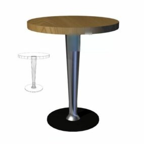 Round Coffee Table Wooden Top 3d model