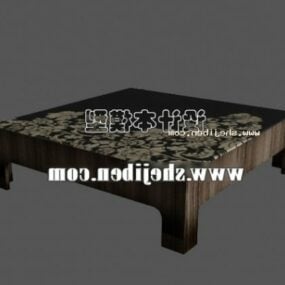 Marmorinen kattopöytä nahkatuoleilla ruokailusetti 3d-malli