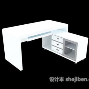 White Work Desk 3d model