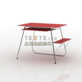 Skole læsebord med hylde under 3d model