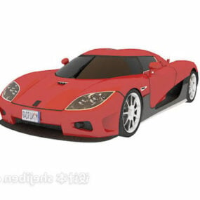 3д модель крутого спортивного автомобиля красного цвета