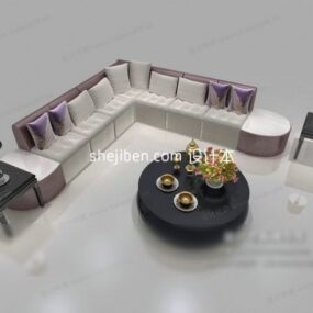 European Corner Sofa With Table 3d model