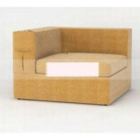 3д модель углового квадратного односпального дивана из желтой ткани