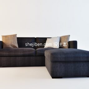 Corner Sofa Black Fabric Material 3d model