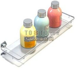 Botellas de cosméticos en estante modelo 3d