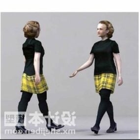 Fashion Woman In Black Dress 3d model