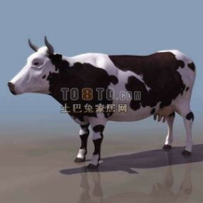 牛動物黒白毛皮3Dモデル