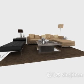 Black Room With Sofa 3d model