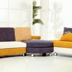 Modello 3d di design angolare del divano curvo
