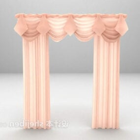 Cute Pink Curtain Children Room 3d model