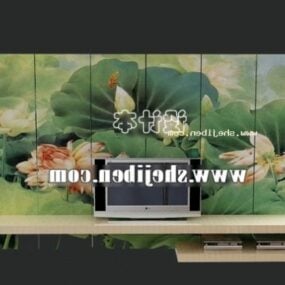 Tv Cabinet With Painting Wall Decorative 3d model