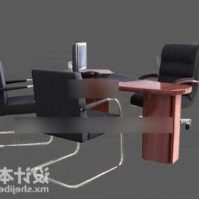 オフィスデスクのテーブルと椅子の3Dモデル