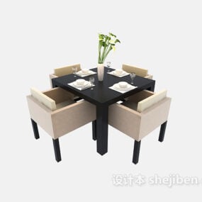 Esszimmer-Couchtisch-Stühle 3D-Modell