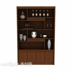 Wall Side Wine Cabinet With Vase Pot Decorative 3d model