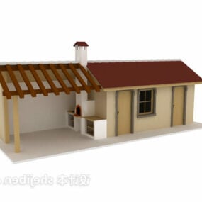 Twon House With Chimney 3d model