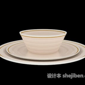 Circle Dish With Cup 3d model