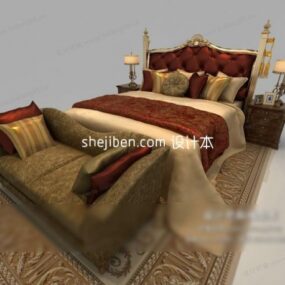 Υπνοδωμάτιο Διπλό Κρεβάτι σε Ευρωπαϊκό Στιλ 3d μοντέλο