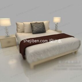מיטת מלון עם דגם תלת מימד מצופה עור עם קיר אחורי