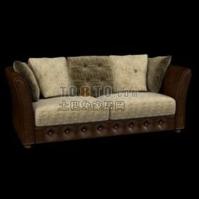 Sofa hai chỗ ngồi vải phong cách cổ điển mẫu 3d