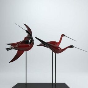 Model 3d Dekorasi Patung Burung Modern